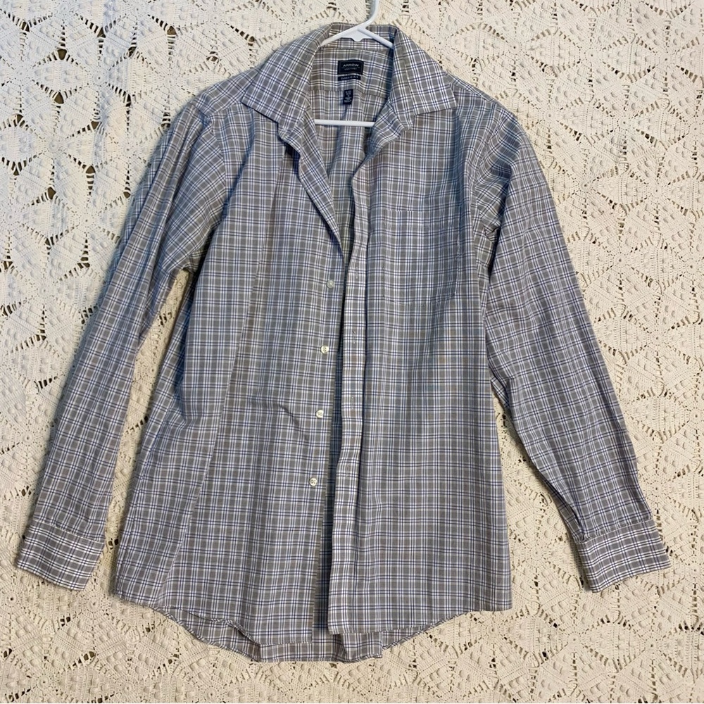 Arrow Blue and White Plaid Casual Button Down Shirt Men’s Medium